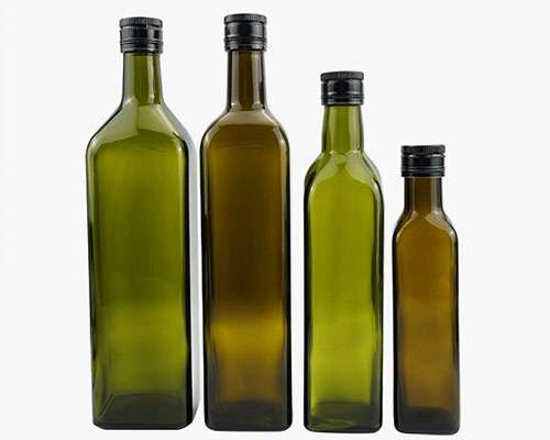 Dark Square Glass Bottles for Olive Oil