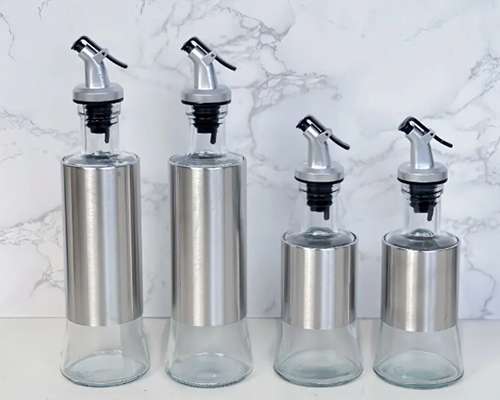 Glass Oil Dispenser Bottles with Stainless Steel Shell