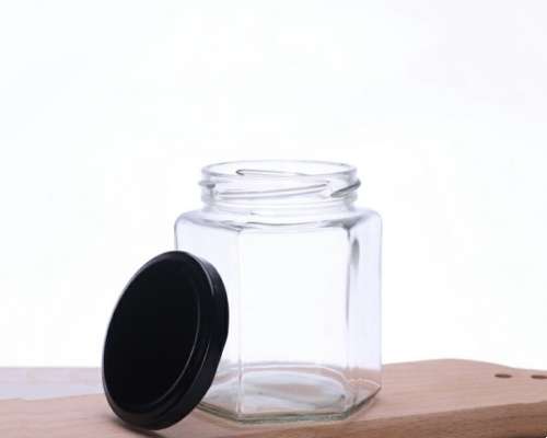 Hexagon Glass Honey Jars