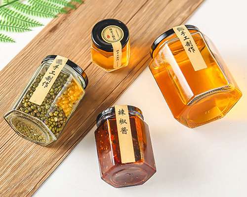 Hexagonal Glass Food Storage Jars