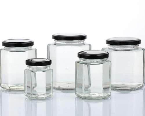 Hexagonal Glass Storage Jar