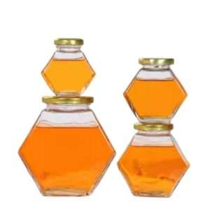 Hexagonal Glass Honey Jars