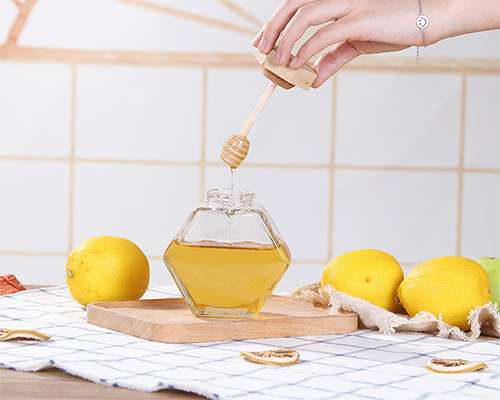 Hexagonal Glass Honey Jars