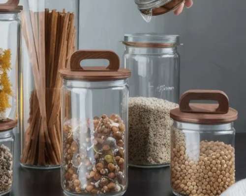 400-2600ml Glass Storage Jars With Wooden Lids