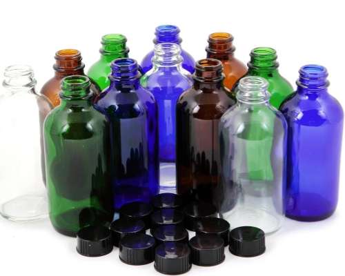 Blue Glass Juice Bottles