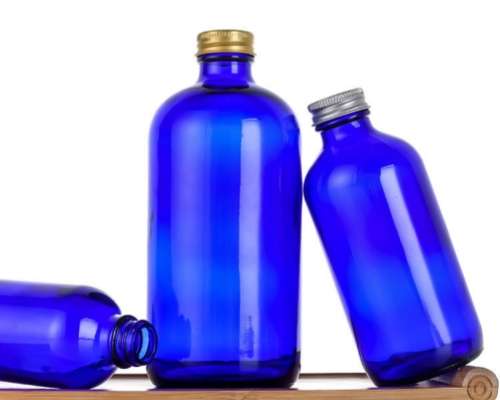 Blue Glass Juice Bottles